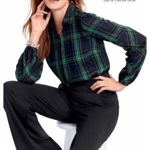 CAbi Big Sur Button Down Shirt Long Sleeve Green Blue Sz M #3769 NWOT